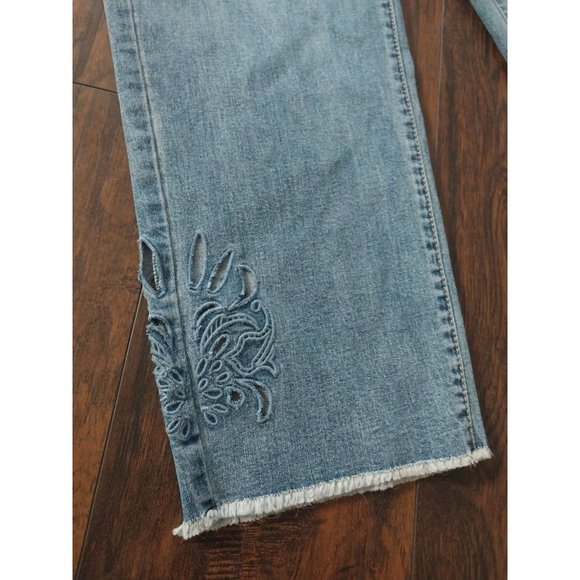 Seven7 Jeans Retro-Denim Ankle Straight Vintage Embroidered Cut Out Leg Sz 12 - Picture 7 of 15